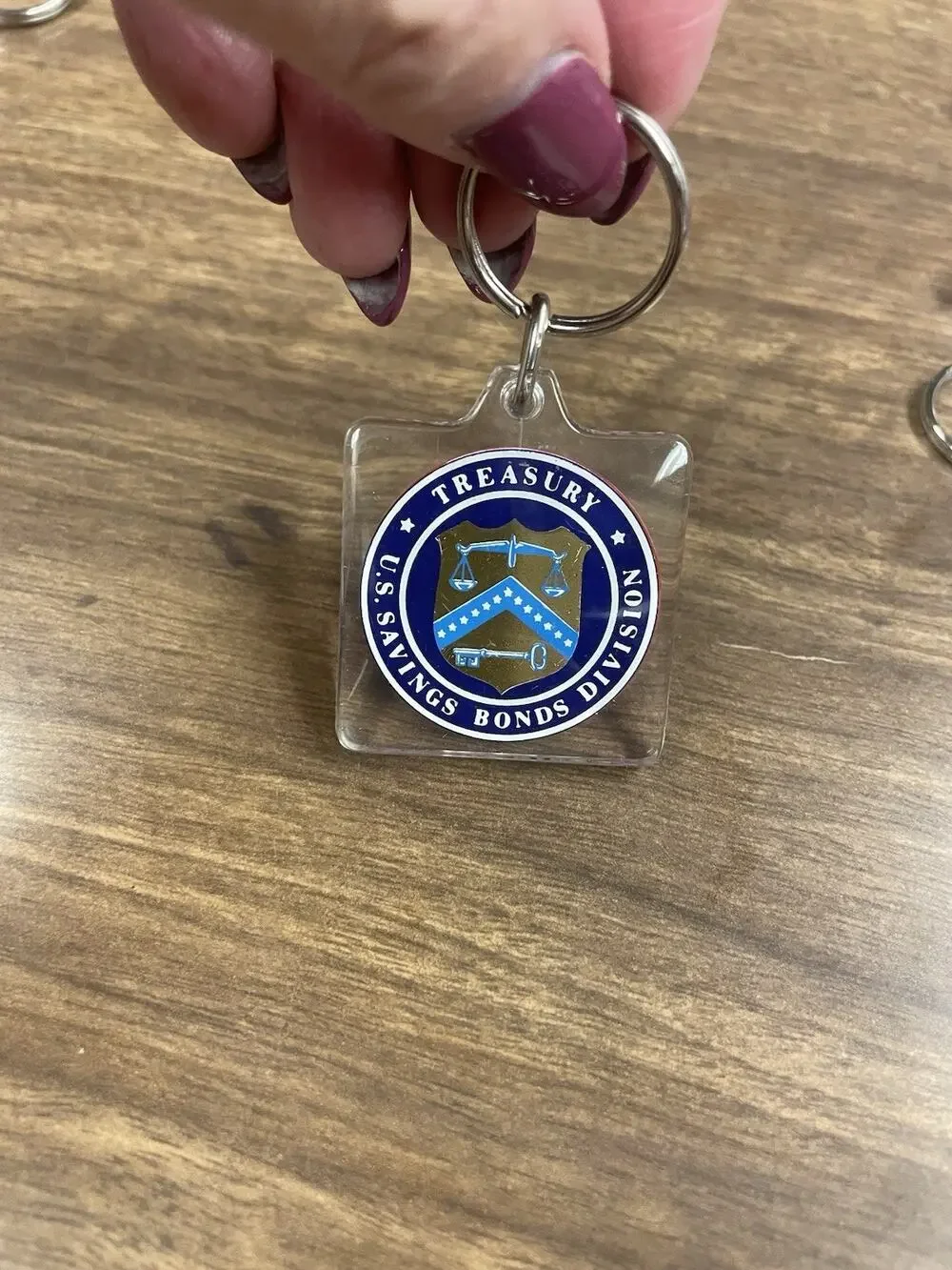 Vintage US Savings Bonds Treasury Keychain Acrylic Government Promo